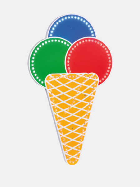 Cono gelato illuminato bifacciale NEROLUCE con LED visibile
