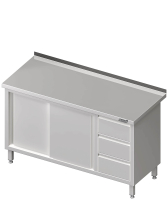 Work cabinet with sliding doors 1300x600x850 3xdrawers RX