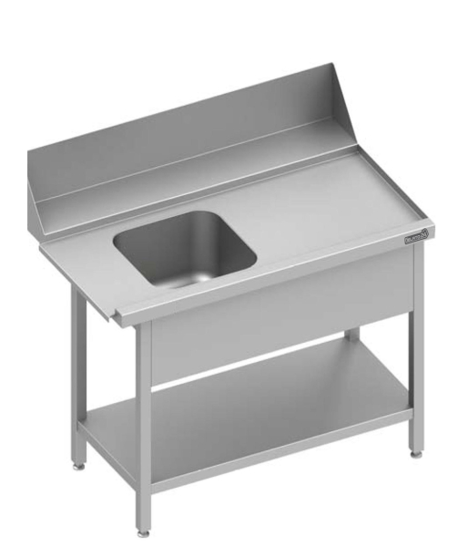 Tavolo di alimentazione con ripiano intermedio 1xlavandino 800x750x880 RX AFK Bl