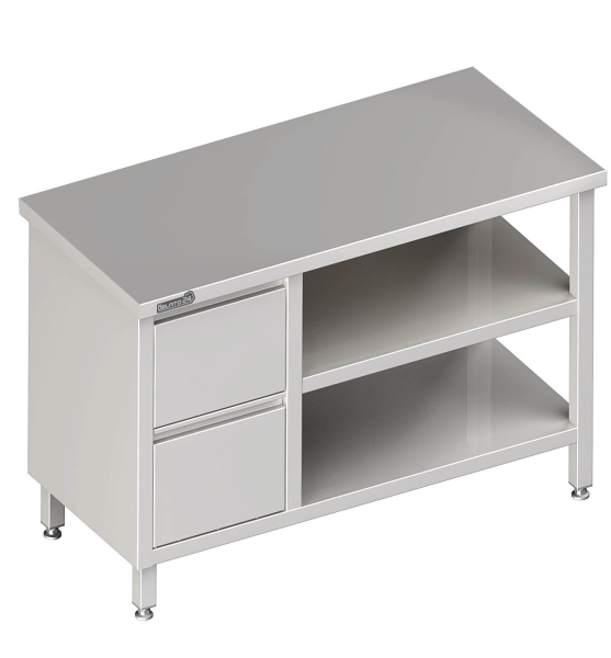 Worktable with intermediate shelf 1600x700x850 2xdrawers LX