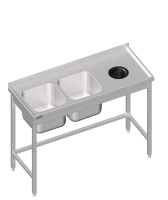 Spültisch Abfallloch 1600x600x850 2xBecken LX AFK