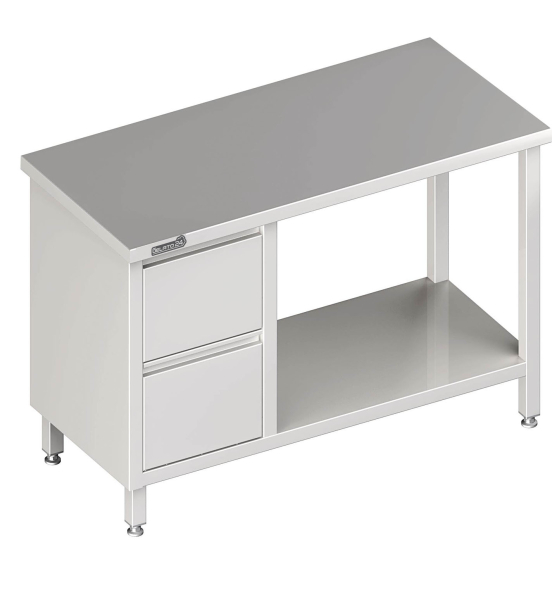 Mesa de trabalho com prateleira intermédia 900x600x850 2xgavetas LX