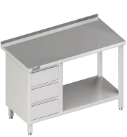 Worktable with intermediate shelf 2800x600x850 3xdrawers LX