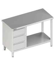 Arbeitstisch mit Grundboden 800x600x850 3xSchubladen LX