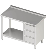 Worktable with intermediate shelf 2200x700x850 3xdrawers RX