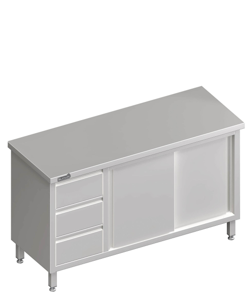 Arbeitsschrank mit Schiebetüren 1400x700x850 3xSchubladen LX